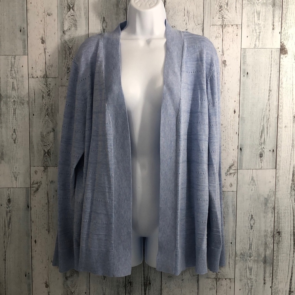 Karen Scott Light Blue Heather Jersey Cardigan XXL